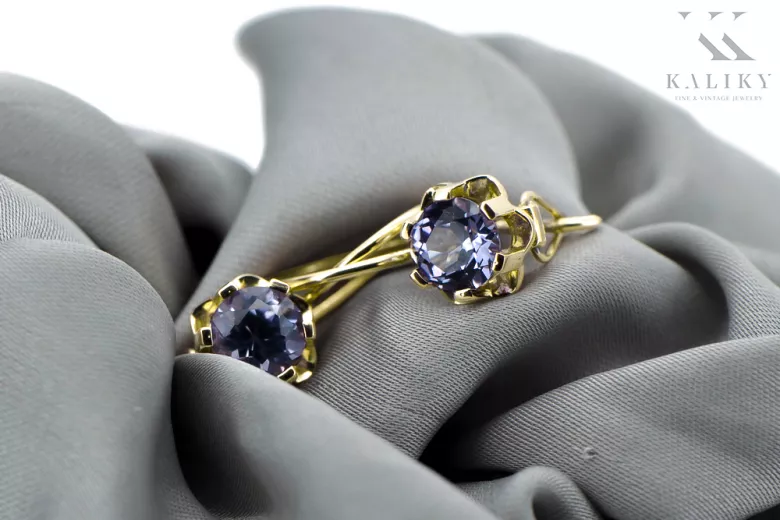 14 Karat Gelbgold Alexandrit Ohrringe Vintage Handwerk vec019y